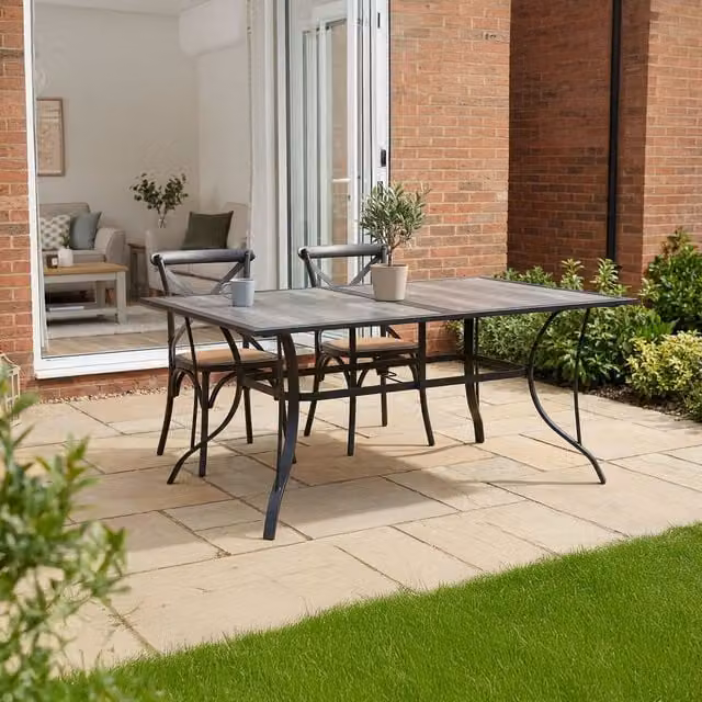 Outdoor Essentials Rio Modern Laminate Garden Table in Grey, Width: 163.5 cm