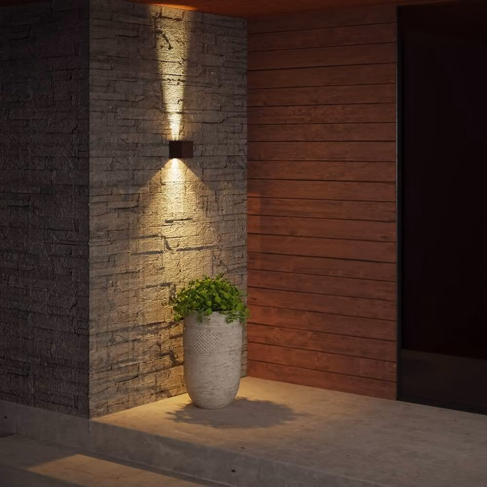 Netlighting Rex Brown LED Outdoor Up and Down Wall Lamp with Warm White Light – 2