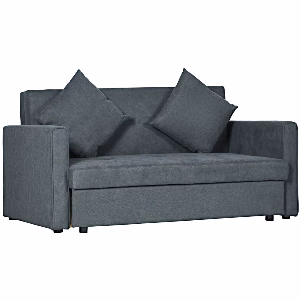 Wyld Haus Takala Nele 2 Seater Sofa Bed in Dark Grey Snow Flannel Fabric with Hidden Storage – 2