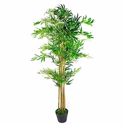 Leaf Design UK Realistic Artificial Green Bamboo Tree, Height: 150 cm