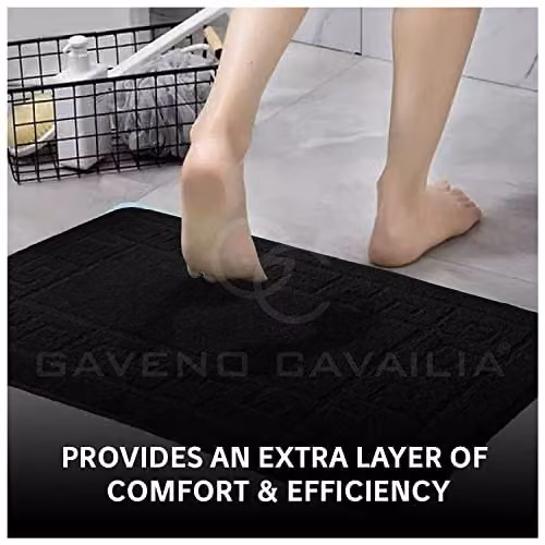 Gaveno Cavalia Greek 2 Piece Black Bath Set with Bath Mat and WC Pedestal Mat – 4