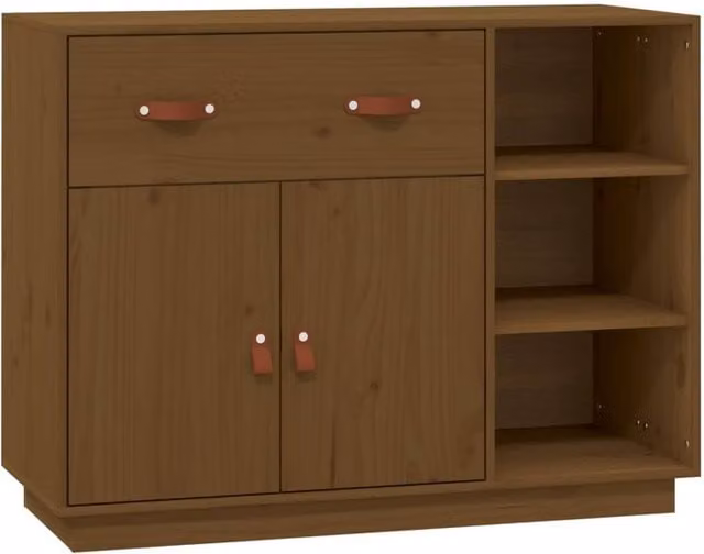 Berkfield Home Rustic Solid Wood Pine Sideboard in Honey Brown, W: 98.5 cm, D: 40 cm, H: 75 cm