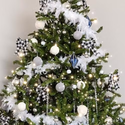 Melody Maison Set of 2 Black and White Checked Bow Hanging Decorations – 3