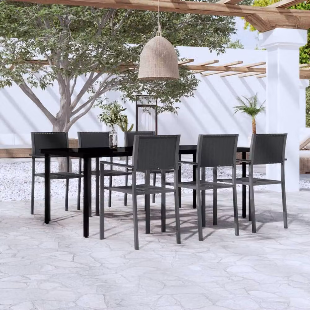 Berkfield Home 7 Piece Modern Garden Dining Set in Black – 2