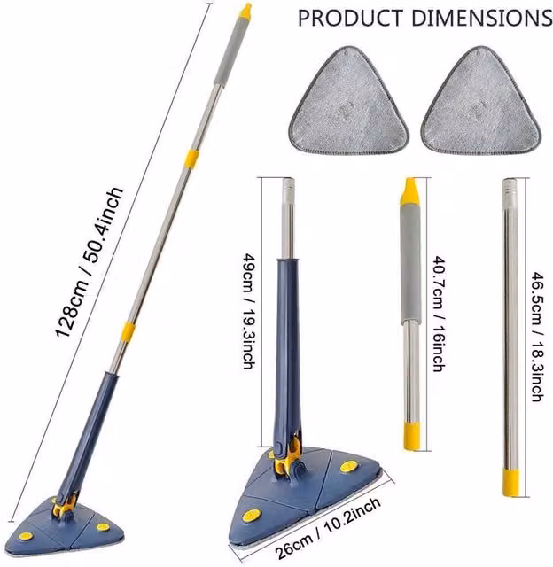 Nordara Blue 360 Degree Rotatable Extendable Triangle Microfibre Cleaning Mop with Telescopic Handle W/D/H: 100 x 15 cm – 1