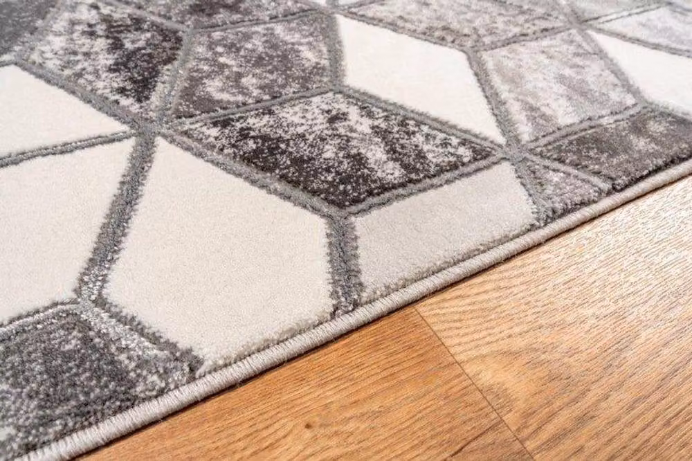Celebrity Interiors Bianco 207IA Geometric Rug in Grey and Silver, W: 80 cm, L: 150 cm – 2