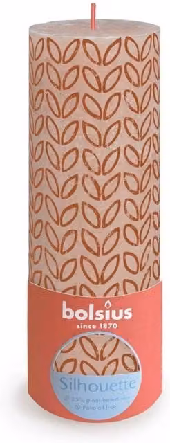 Bolsius Rustic Silhouette Pillar Candle in Misty Pink, H 19 cm x W 6.8 cm