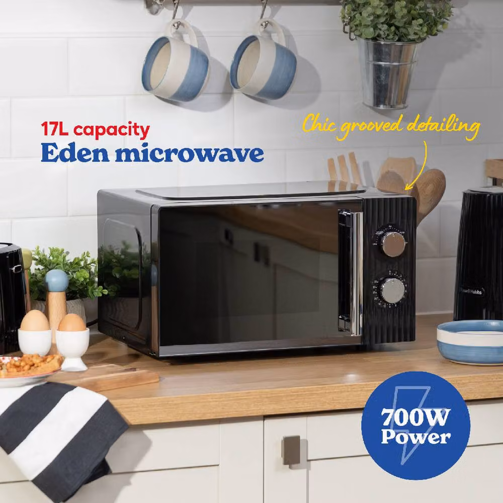 Russell Hobbs Eden 17L Manual Solo Microwave with 5 Power Levels, RHMM725, Black – 3