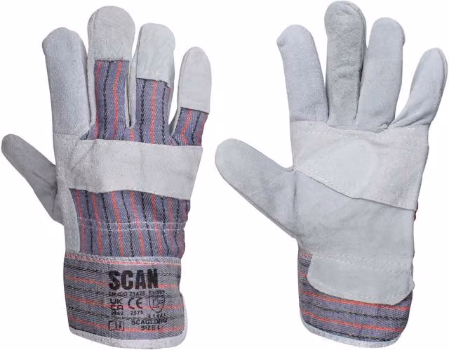 Scan Rigger Leather Gloves in Grey and Multicolour, Large – 1