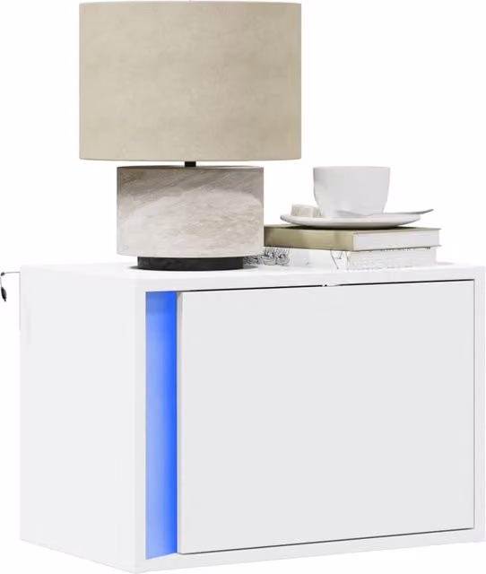 Berkfield Home Set of 2 Wall-mounted Bedside Cabinets with Integrated LED Lights in White