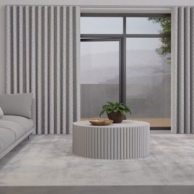 Terrys Leaf Vine Made to Measure Wave Blackout Curtains in Grey and Silver Floral Pattern