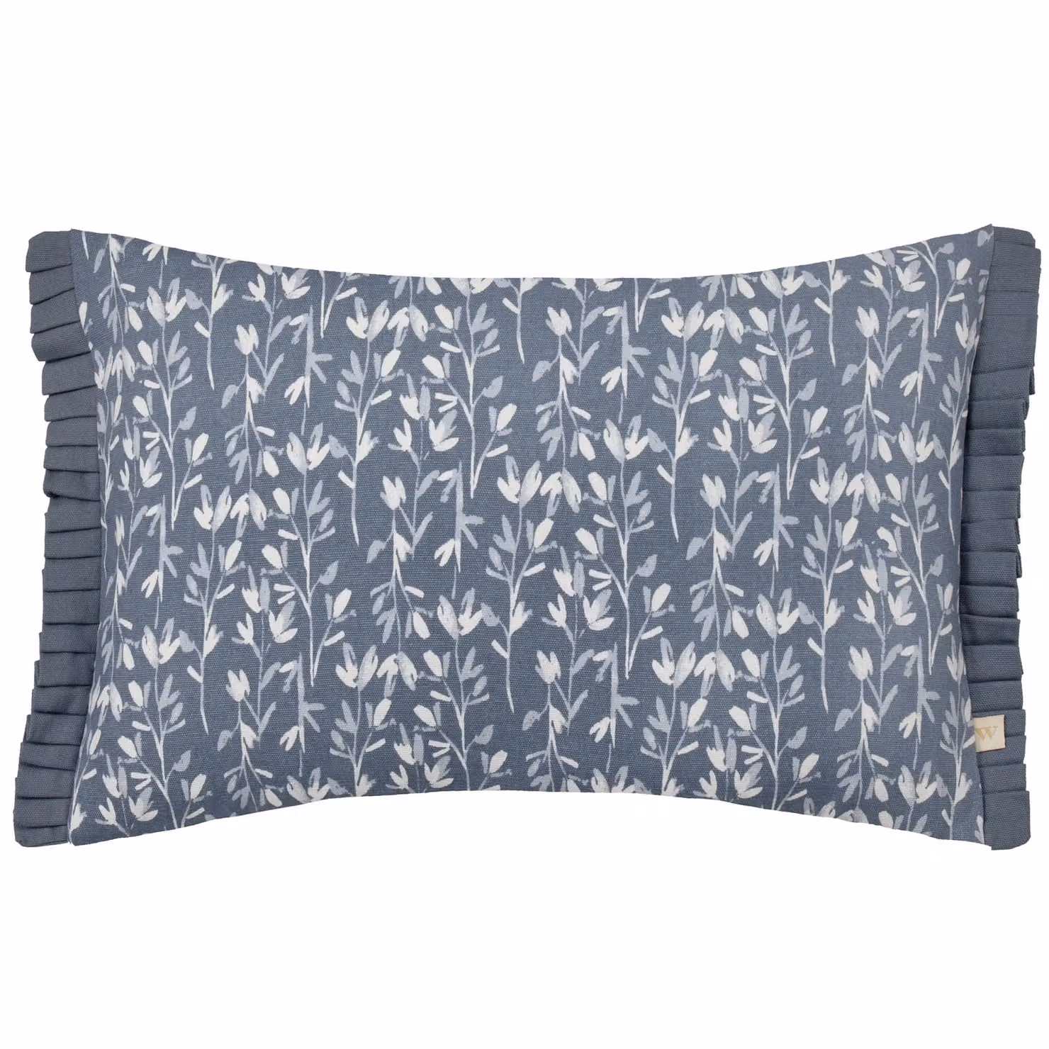 Wylder Belle Light Blue 100% Cotton Botanical Pleat Fringe Rectangular Cushion W: 50 cm, H: 30 cm, D: 30 cm – 2