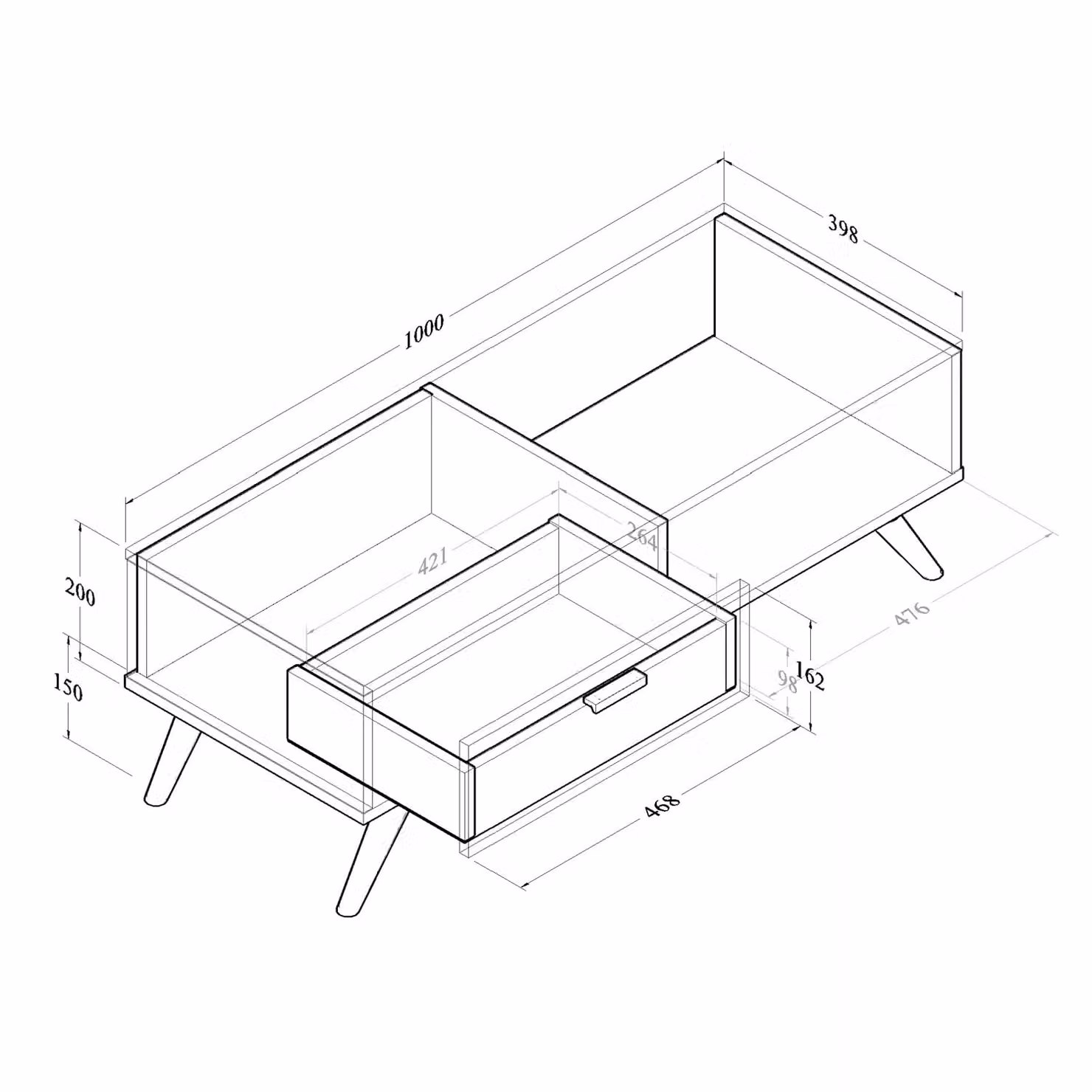 Kidsaw Modern Rectangular Coffee Table in Grey and Gold – 3