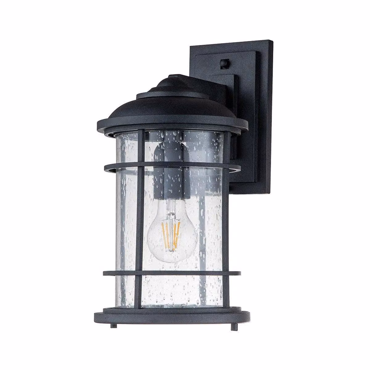 Netlighting Feiss Lighthouse Maritime Outdoor Wall Lantern in Textured Black with Transparent Glass, IP44 – 2