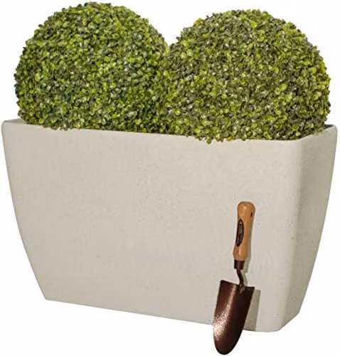 Primrose White Stone Effect Resin Planter Trough for Indoor and Outdoor Use W: 59 cm, H: 41 cm, D: 28 cm