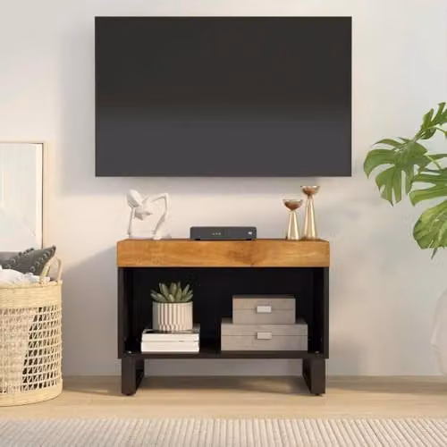 vidaXL Industrial Mango Wood and Metal TV Cabinet, Brown, W: 60 cm, D: 33 cm, H: 43.5 cm – 2