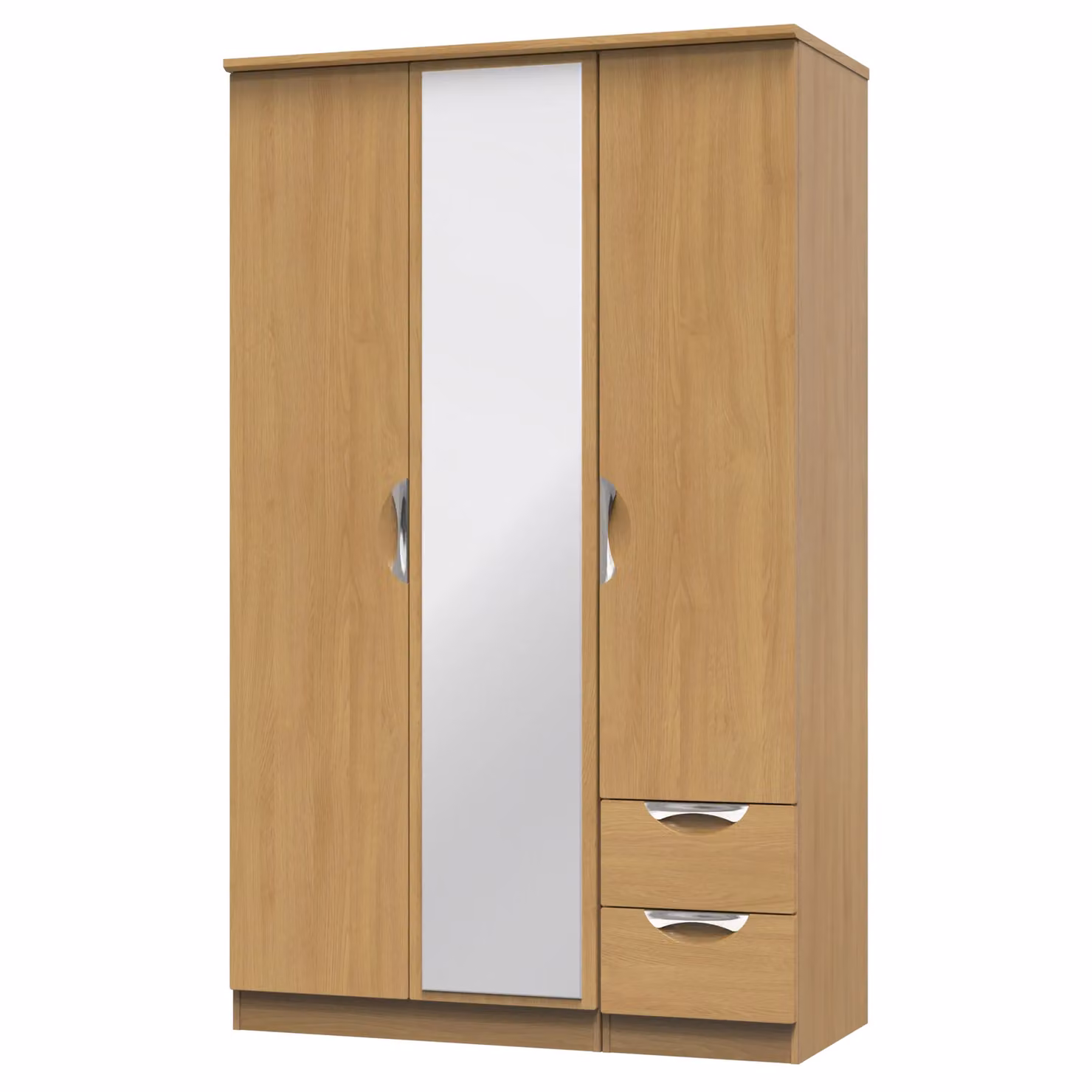 2 U Holborn Ready Assembled Triple Mirror and Drawer Wardrobe in Brown – 2