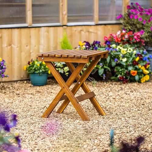 Garden Gear Acacia Wood Folding Side Table, Brown, W/D/H: 46.5 x 39 x 39 cm – 2