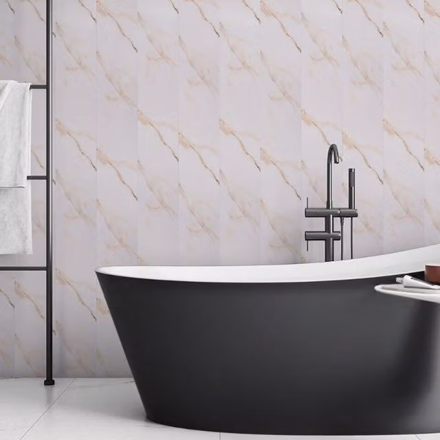 Guardian Bronze Carrara Marble Look Internal Wall Panel, Pack of 4, W: 25 cm, H: 260 cm, D: 0.75 cm