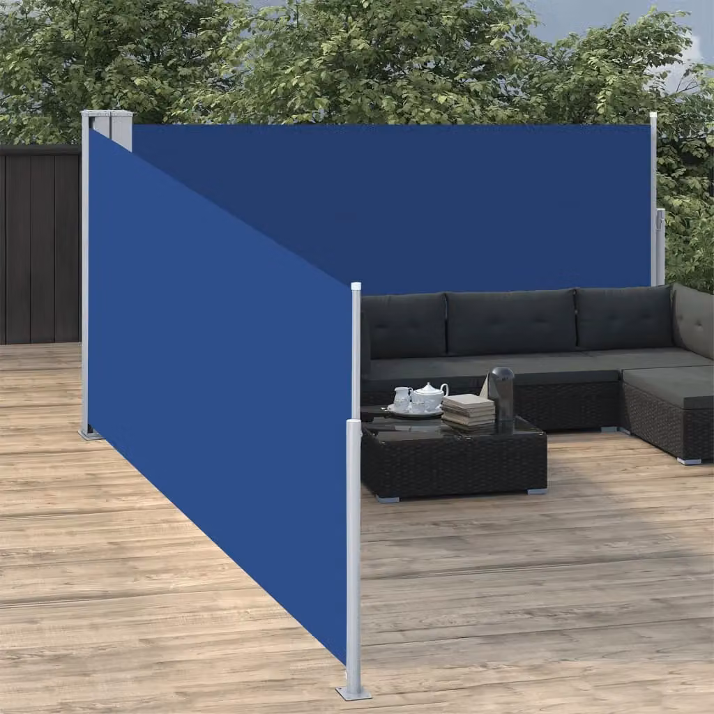 Berkfield Home Retractable Blue Polyester Side Awning, W: 120 cm, L: 1000 cm – 3