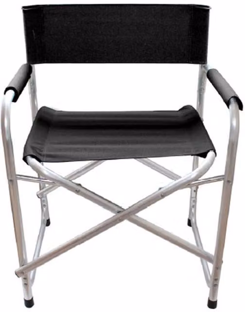Samuel Alexander Black Powder Coated Aluminium and Canvas Outdoor Camping Chair with Armrests