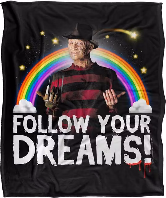 Warner Bros. A Nightmare On Elm Street (1984) Follow Your Dreams Silky Touch Super Blanket, Extra Large, Multicolour and Black