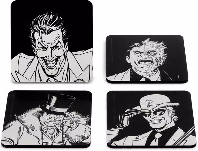Batman Villains Icon Multicolour Wood and Cork Coaster Set, 4 Pack