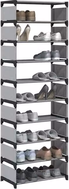 Berkfield Home 10-Tier Shoe Rack in Grey, W/D/H: 54 x 28 x 158 cm – 1