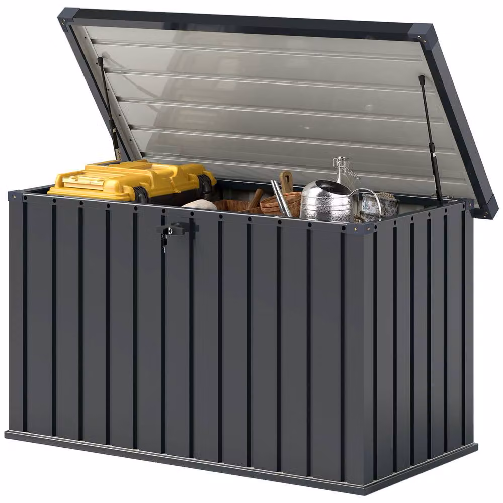STILVORA Lockable Garden Storage Box, 400 L, Dark Grey – 4
