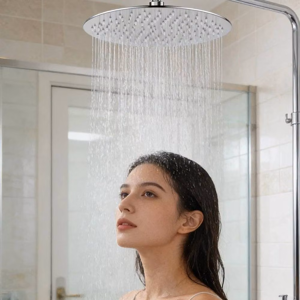 EONLION Round Overhead Rain Shower Head in Silver Chrome with Anti-Limescale Feature, Diameter: 30 cm – 2