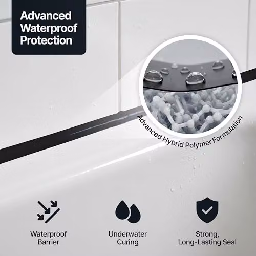 Hemway MS Polymer Kitchen and Bathroom Sealant and Adhesive, Black, 3 x 300ml – 4