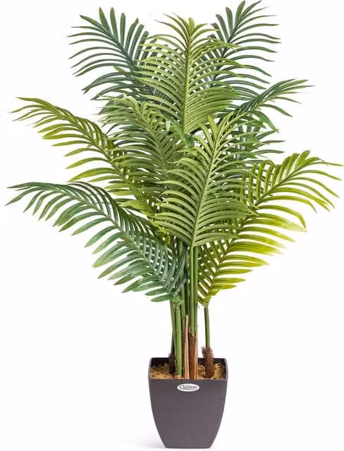 Christow Artificial Areca Palm Tree, Green, Height: 120 cm