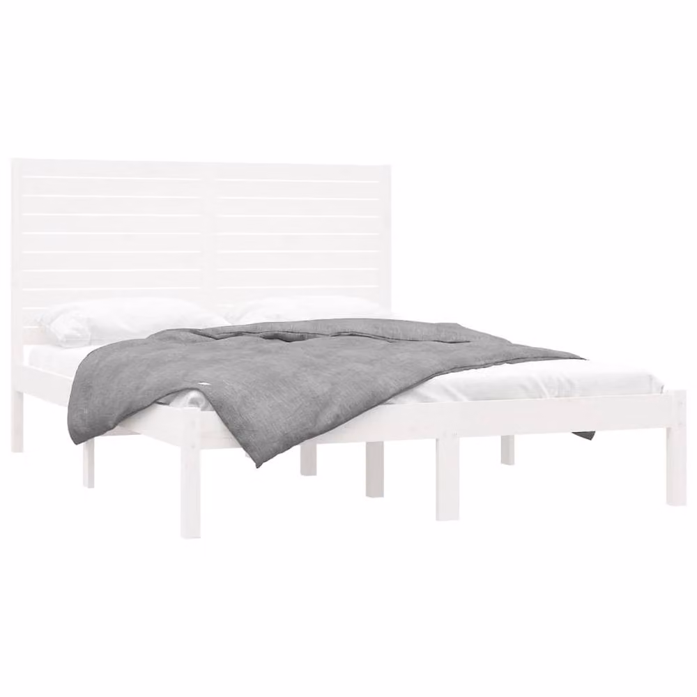 Berkfield Home White Solid Pine Wood Bed Frame W: 140 cm, D: 200 cm – 2