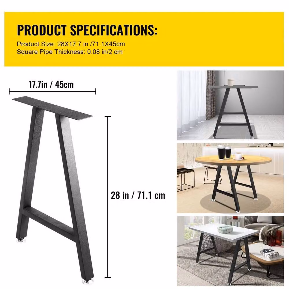 PAWNORA Black Steel Dining Table Legs – 2