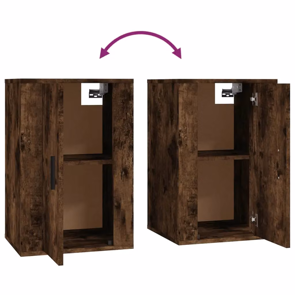 Berkfield Home Set of 2 Wall Mounted TV Cabinets in Smoked Oak Brown, W: 40 cm, D: 34.5 cm, H: 60 cm – 6