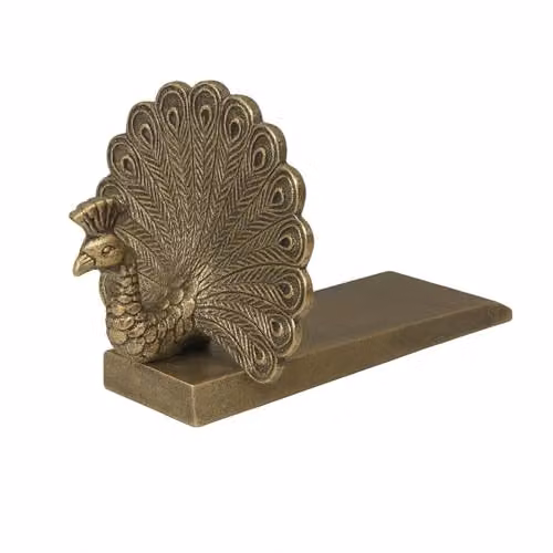 Melody Maison Gold Metal Peacock Doorstop with Vintage Antique Brass Finish – 2