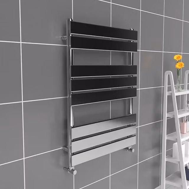 Lux Heat Flat Chrome Towel Radiator, Silver, W: 60.0 cm, H: 80.0 cm