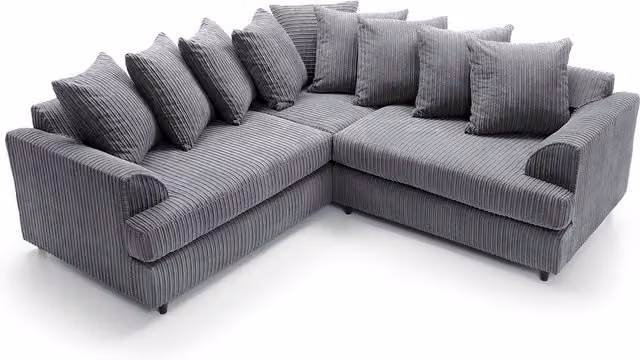 Abakus Direct Ferguson L-Shape Corner Sofa in Grey Fabric with Scatter Cushions