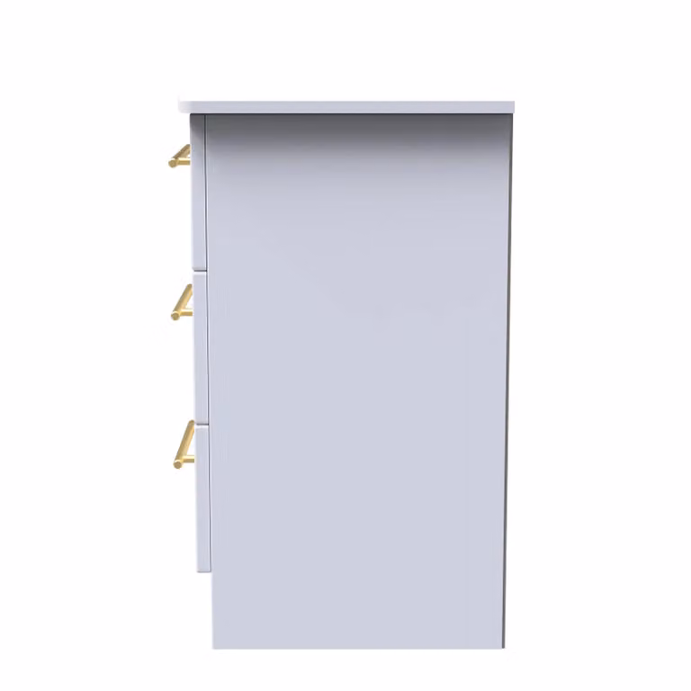 2 U Helmsley 3 Drawer Bedside Cabinet in White and Gold, Ready Assembled