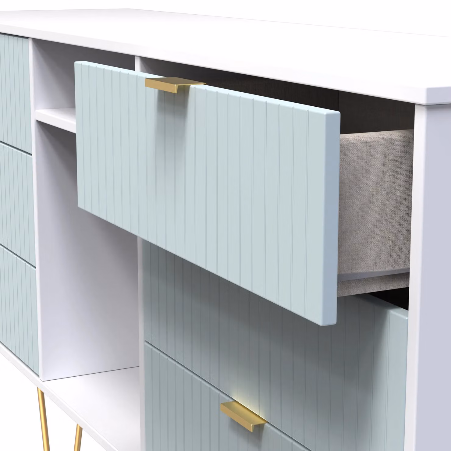 2 U Bexley 6 Drawer Sideboard in Duck Egg Blue and Gold – 2