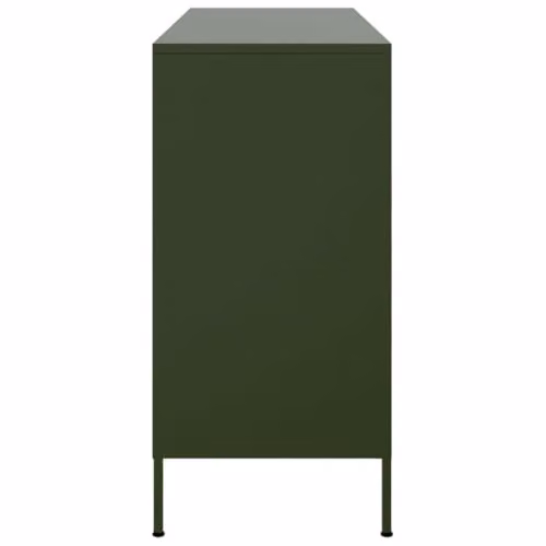 vidaXL Industrial Metal Sideboard in Olive Green, W: 100.5 cm, D: 39 cm, H: 79 cm – 6