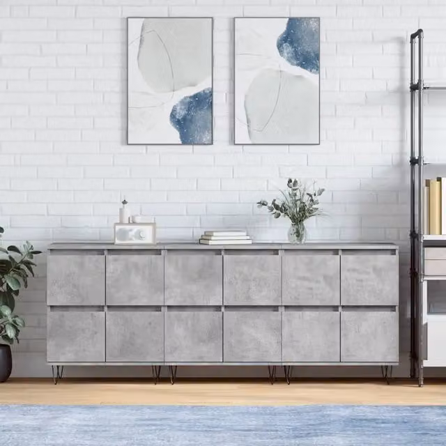 Berkfield Home 3-Piece Sideboard Set in Concrete Grey Matt Engineered Wood