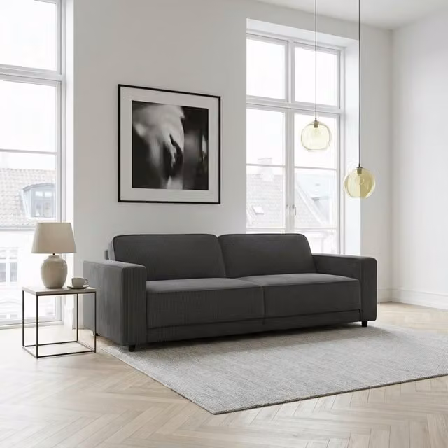 Allie 3 Seater Sofa Bed in Anthracite Grey Corduroy