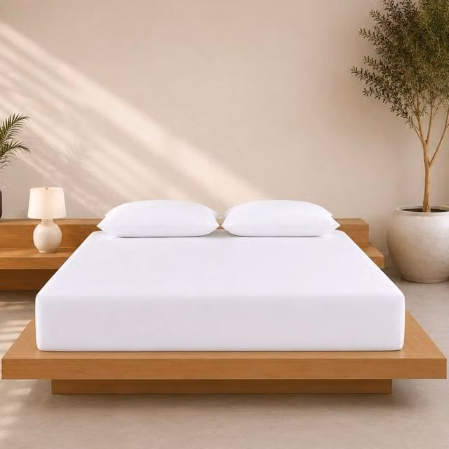 Pamposh 2 Pack Super King Cotton Sateen Fitted Sheets in White, 200 x 200 cm, Depth: 35 cm