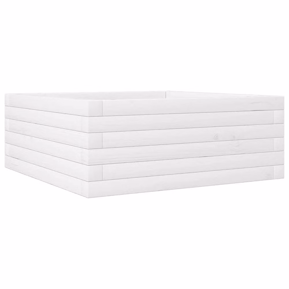 Berkfield Home Decorative Garden Planter, White, Solid Wood, W/D/H: 60 x 60 x 23 cm – 2