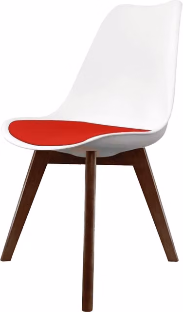 Fusion Living Soho Red Plastic Dining Chair with Dark Wood Legs