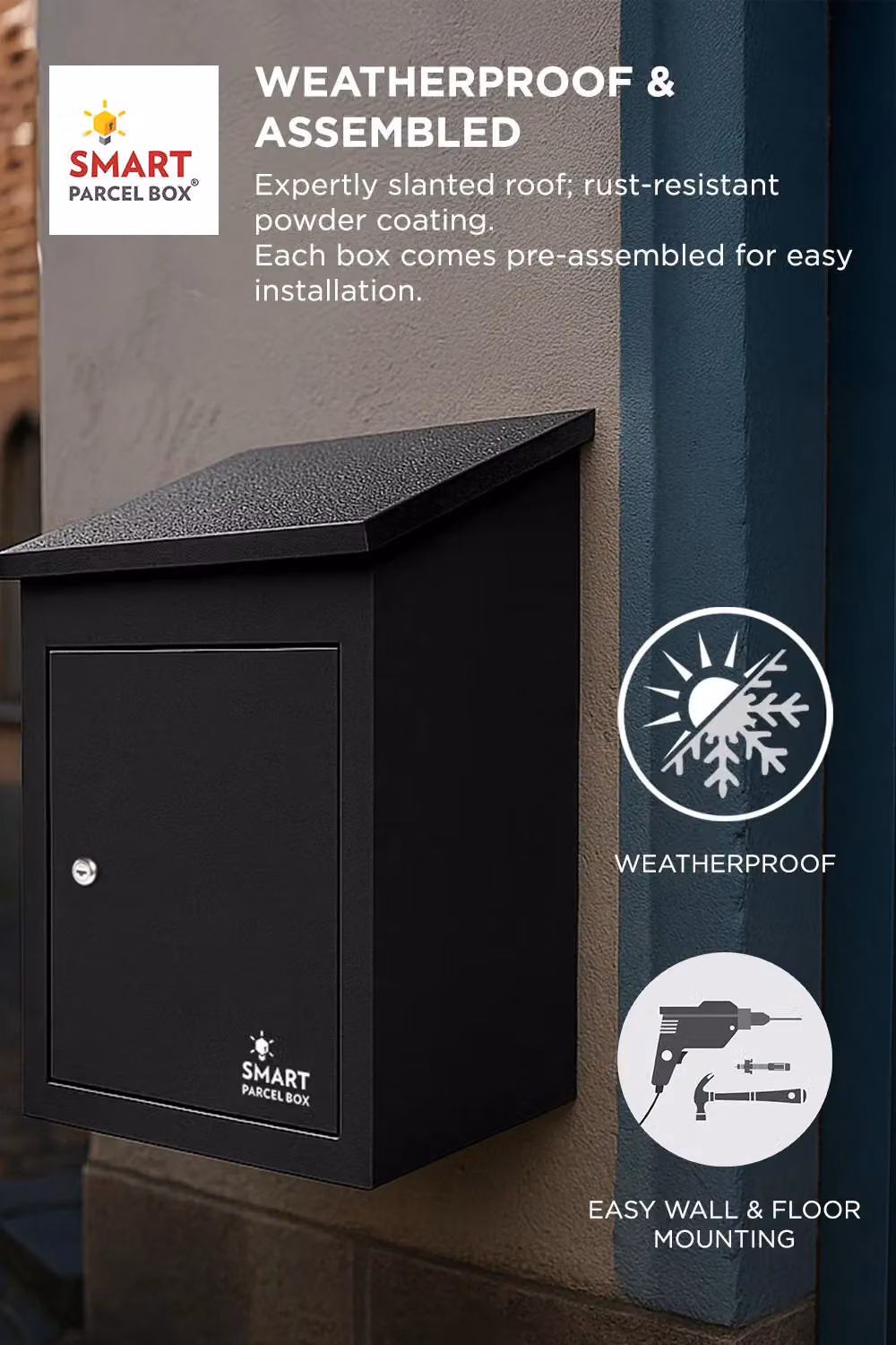 Homescapes Smart Parcel Box Medium Front Access Secure Delivery Box in Black – 4