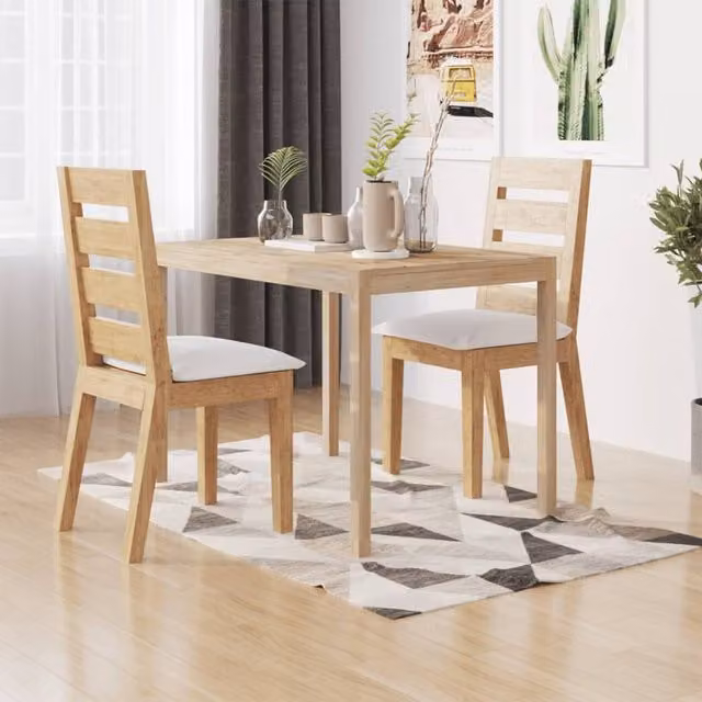 Berkfield Home Rectangular Solid Acacia Wood Dining Table in Brown, W/D/H: 110 x 70 x 75 cm