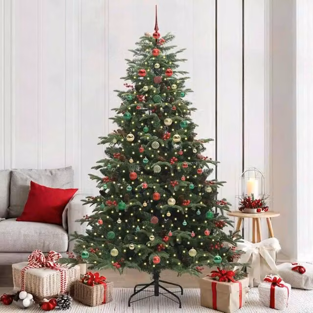 Berkfield Home Artificial Christmas Tree with 300 LEDs and Stand, Green, Height: 210 cm – 1