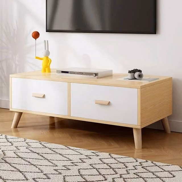 EONLION TV Stand Cabinet with Shelves in White, W: 100 cm, H: 40 cm, D: 30 cm – 1